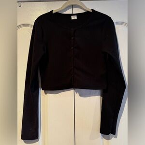 Sunday Best Classic Black Cropped Button Down Cardigan - Size M